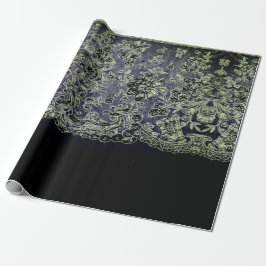 ANTIQUE SNÖRE BLACK OCH BLUE GIFT Wrapping Papper Presentpapper