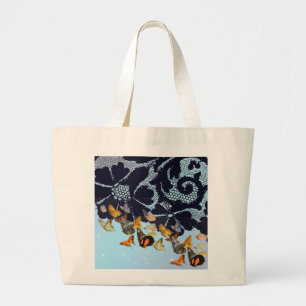 ANTIQUE SNÖRE BUTTERFLIES IN TWILIGHT TOTE BAG JUMBO TYGKASSE