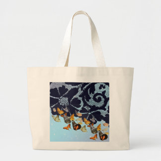 ANTIQUE SNÖRE BUTTERFLIES IN TWILIGHT TOTE BAG JUMBO TYGKASSE
