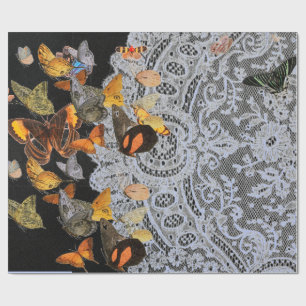 ANTIQUE SNÖRE MED BUTTERFLIES WRAPPP PAPPER PRESENTPAPPER