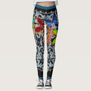 ANTIQUE SNÖRE MÖNSTER MED BUTTERFLIES LEGGINGS