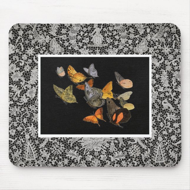 ANTIQUE SNÖRE MÖNSTER MED BUTTERFLIES Mousepad Musmatta (Framsidan)