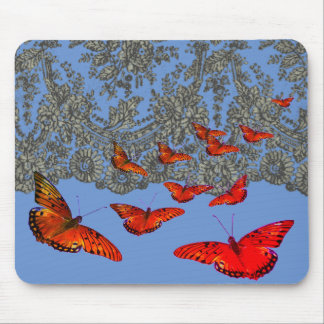 ANTIQUE SNÖRE MÖNSTER OCH RED BUTTERFLIES MOUSPAD MUSMATTA