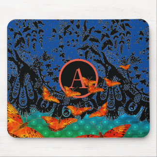 ANTIQUE SNÖRE MÖNSTER ORANGE BUTTERFLIES MOUSE PAD MUSMATTA