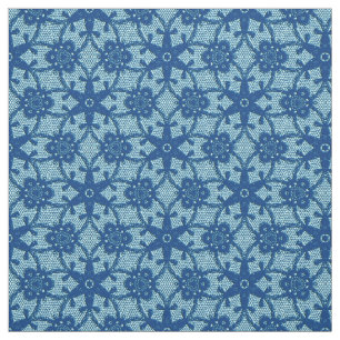 Antique snöre print - safir och blek blue tyg