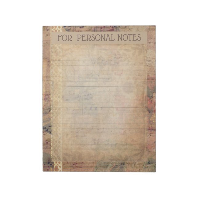 Antique snöre, ro och musik noter pappra hemera anteckningsblock (Roterad)