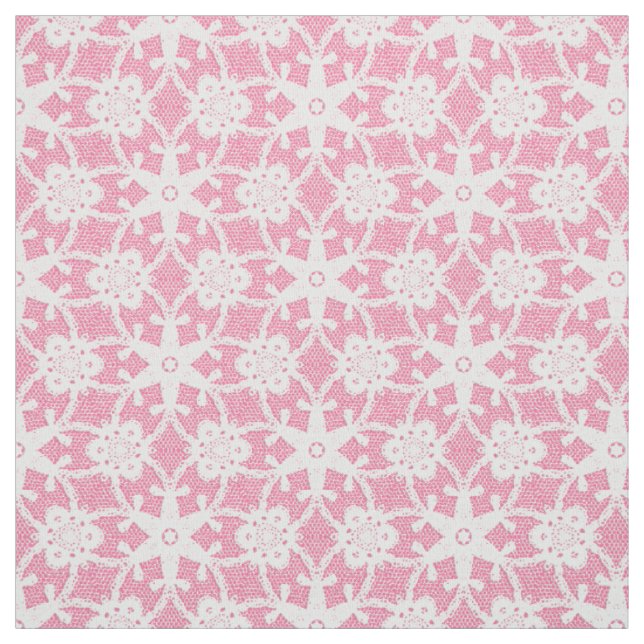 Antique snöre-utskrift - vit och ro rosa tyg (Provkarta)