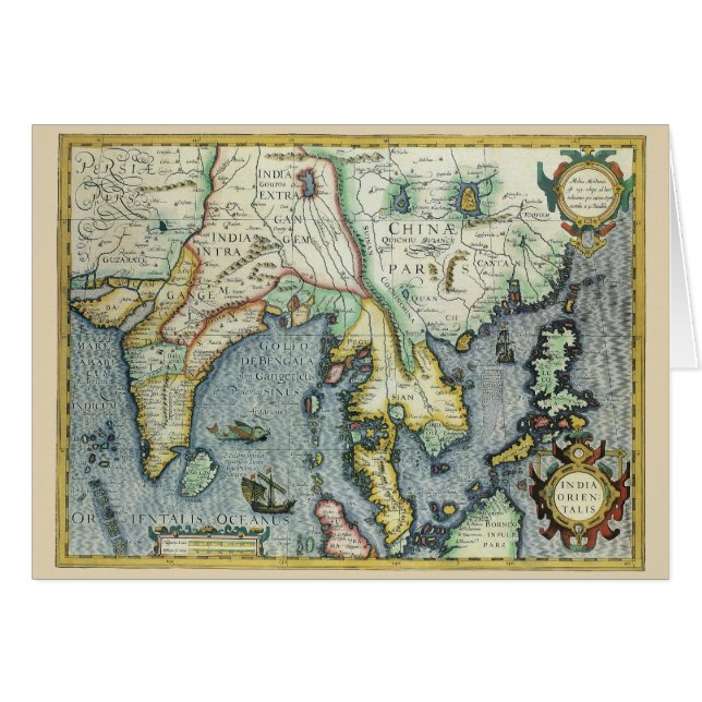 Antique Southeast Asian Karta by Mercator / Hondiu Hälsningskort (Framsidan Horizontal)