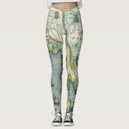 Antique Southeast Asian Karta by Mercator / Hondiu Leggings