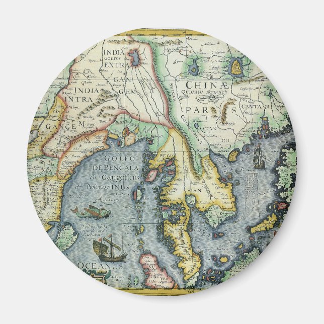 Antique Southeast Asian Karta by Mercator / Hondiu Magnet (Framsidan)