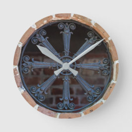 Antique Southern Wrought Iron Window Guard Rund Klocka