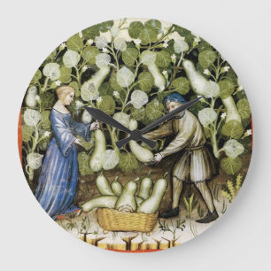 ANTIQUE SQUASH HARVEST Squash Medieval Painting Stor Klocka