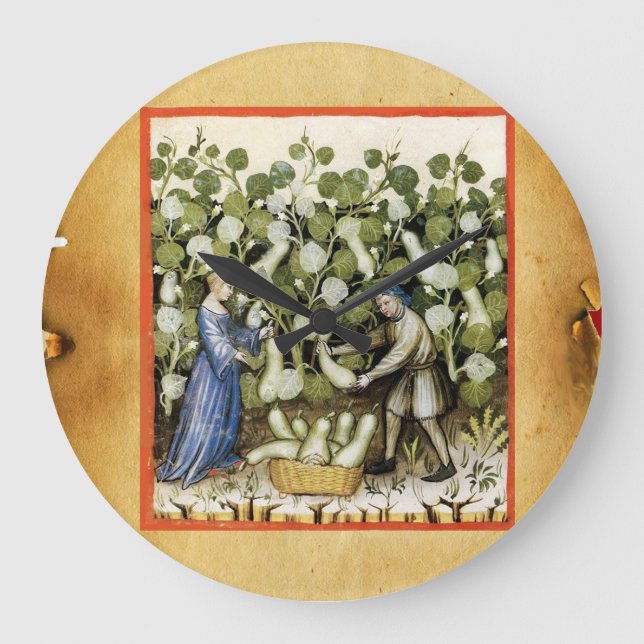 ANTIQUE SQUASH HARVESY PARCHMENT Square Stor Klocka (Framsida)