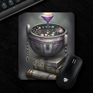 Antique Steampunk Cauldron på Stack of Spell Bokar Musmatta