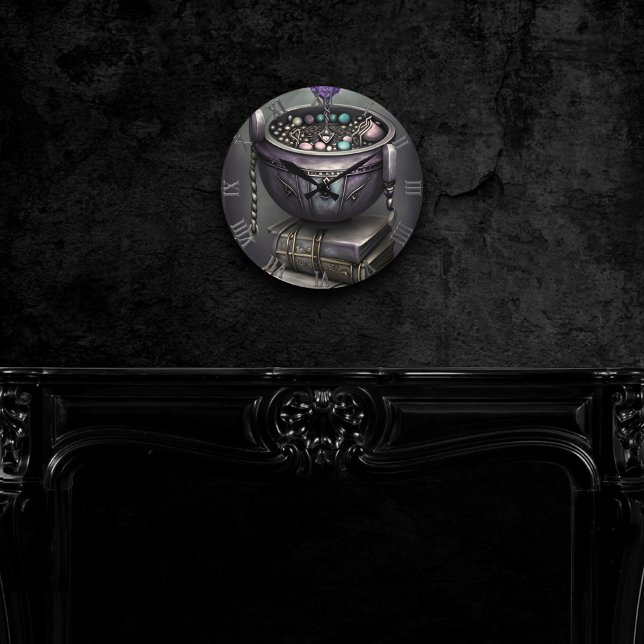 Antique Steampunk Cauldron | Spellbook Rund Klocka (Skapare uppladdad)
