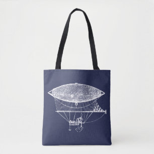 Antique Steampunk Victorian Airship Dirigigic Tote Tygkasse