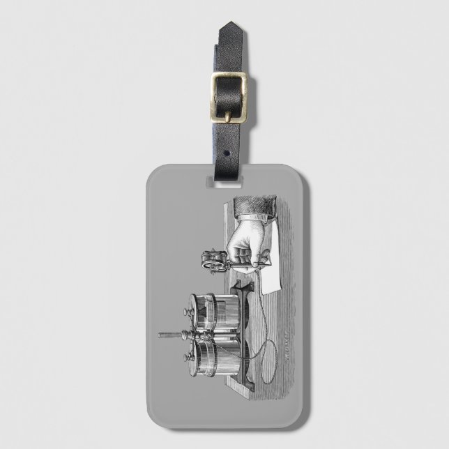 Antique Steampunk Writer Edison Bagagebricka (Framsida vertikal)