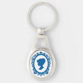 Antique Stil Cameo Necklace Ovalt Silverfärgad Nyckelring