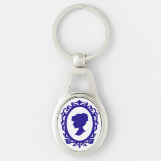 Antique Stil Cameo Necklace Ovalt Silverfärgad Nyckelring