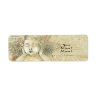 Antique Stil Cherub Angel med Händer over Öron Returadress Etikett