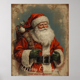Antique Stil Jultomten Vintage Rustic jul Poster