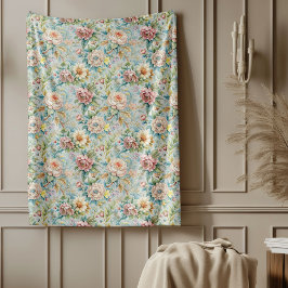 Antique-Stil Rococo Ornate Blommigt Embellishishis Fleecefilt