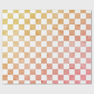 Antique Stil White Orange and Rosa Checkerboard Presentpapper