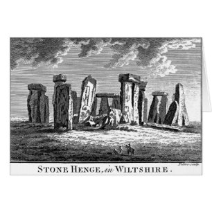 Antique Stonehenge woodcut Stone Circle Engring Hälsningskort