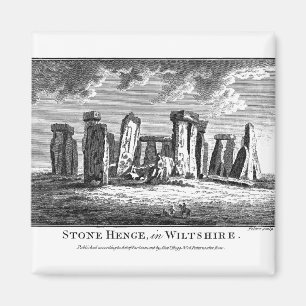 Antique Stonehenge woodcut Stone Circle Engring Magnet