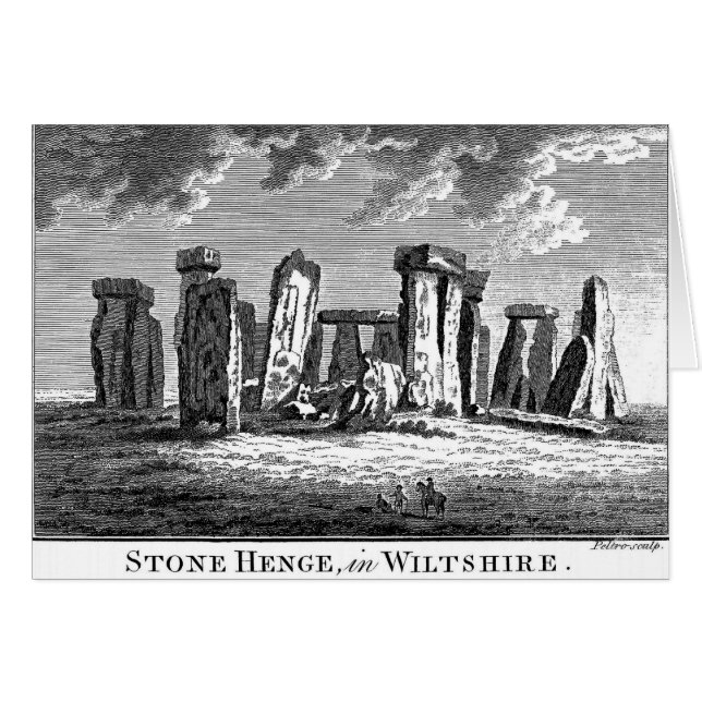 Antique Stonehenge woodcut Stone Circle Engrining Hälsningskort (Framsidan Horizontal)