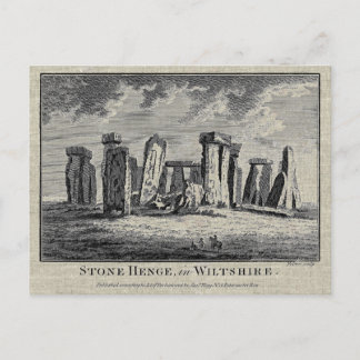 Antique Stonehenge woodcut Stone Circle Engrining Vykort