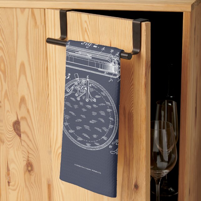 Antique Stopwatch, 1889 Patent Teckning Kökshandduk (Thirds Fold)