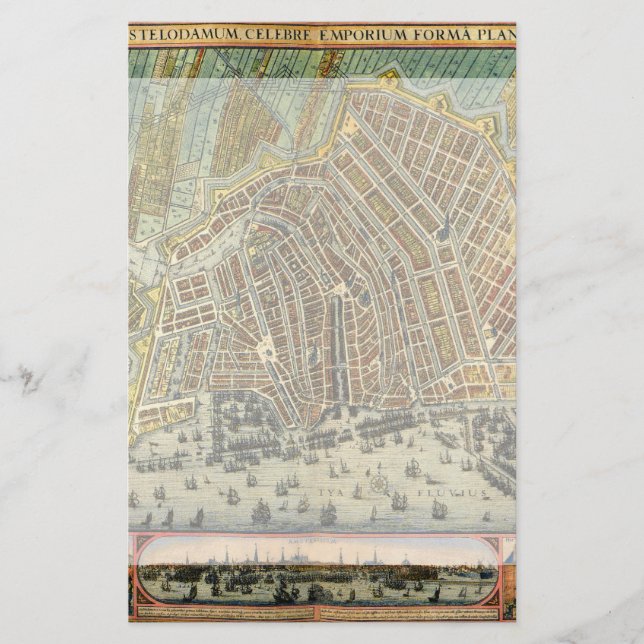 Antique Street Karta i Amsterdam, Nederländerna Brevpapper (Framsida)