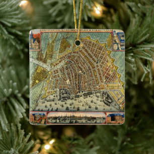 Antique Street Karta i Amsterdam, Nederländerna Julgransprydnad Keramik