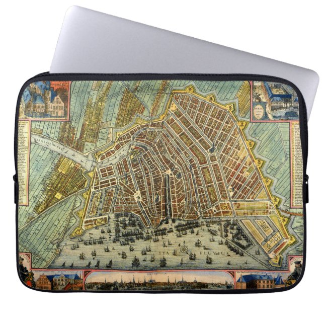 Antique Street Karta i Amsterdam, Nederländerna Laptop Sleeve (Framsidan)