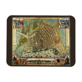 Antique Street Karta i Amsterdam, Nederländerna Magnet
