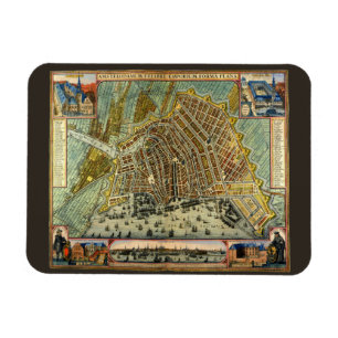 Antique Street Karta i Amsterdam, Nederländerna Magnet