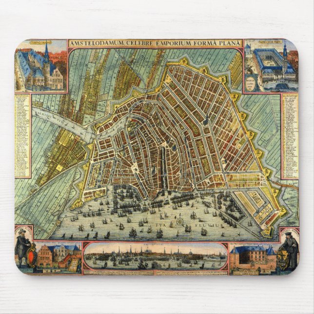 Antique Street Karta i Amsterdam, Nederländerna Musmatta (Framsidan)