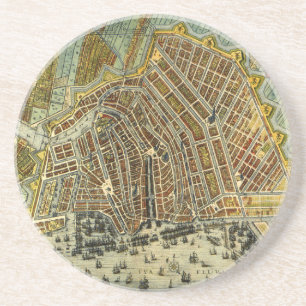 Antique Street Karta i Amsterdam, Nederländerna Underlägg