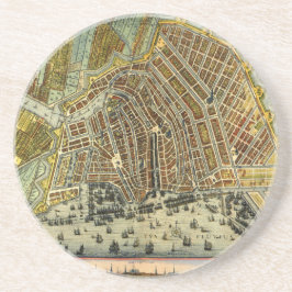 Antique Street Karta i Amsterdam, Nederländerna Underlägg Sandsten