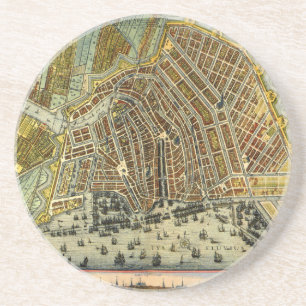 Antique Street Karta i Amsterdam, Nederländerna Underlägg Sandsten