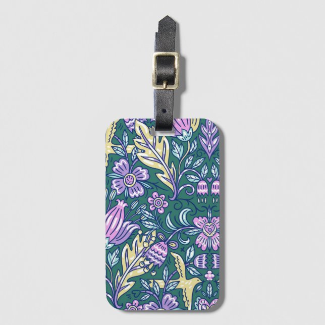 Antique Style Flowers and Birds Pattern Bagagebricka (Framsida vertikal)