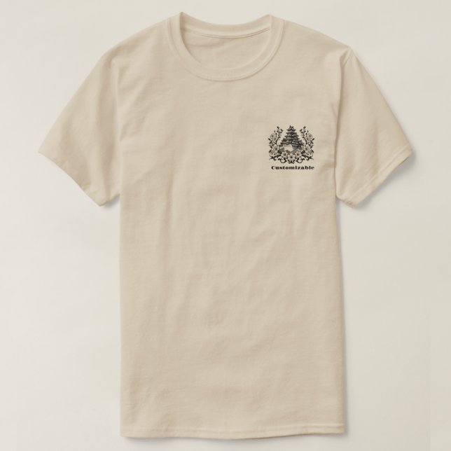 Antique Style Japanese Castle Sakura Personalized  T Shirt (Design framsida)