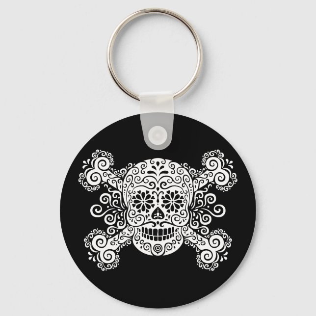 Antique Sugar Skull & Crossbone Nyckelring (Framsida)