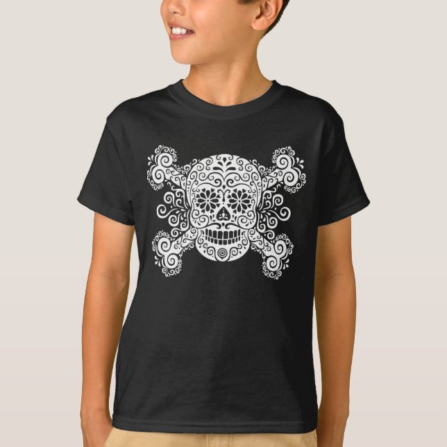 Antique Sugar Skull & Crossbone T-shirt (Framsida)