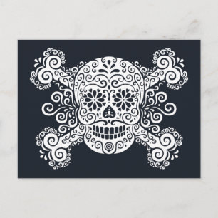 Antique Sugar Skull & Crossbone Vykort