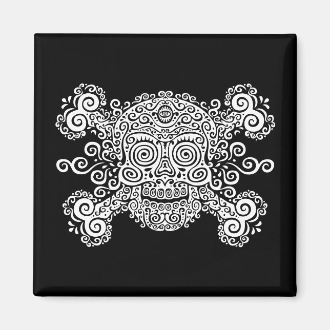 Antique Sugar Skull Magnet (Framsidan)