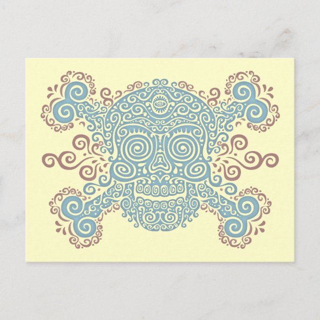Antique Sugar Skull Vykort (Framsida)