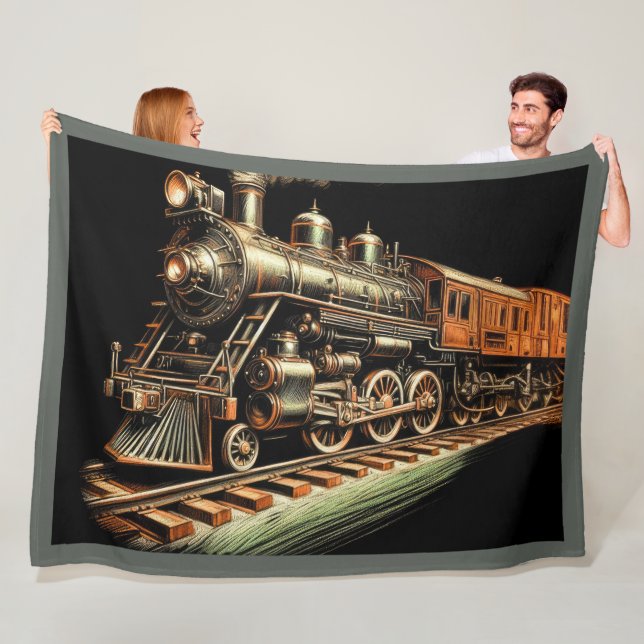 Antique Tåg Engine Railfan Fleecefilt (På plats)