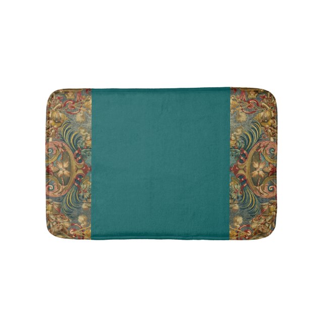 Antique Tapestry Jewel Tones Mörk Teal Phthalo Badrumsmatta (Framsidan)